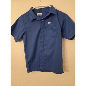 Columbia PFG Boys Medium Size 10/12 Blue Short Sleeve Button Up Shirt